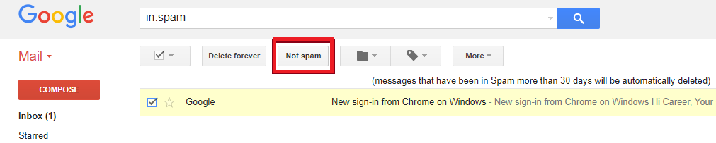 Marking-Spam-mail-to-Inbox